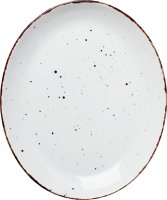 Porzellanserie "Granja" weiß Platte flach oval, 30,5x25,5 cm