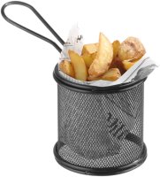 Mini-Servier-Frittierkorb schwarz, rund