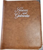 Speisekarte, Metallecken silber A4, hellbraun