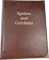 Speisekarte, Metallecken gold A4, hellbraun