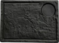 Porzellanserie "Schieferlook" Platte inkl. Saftrille 33,4x24cm
