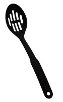 Küchenhelfer schwarz Chafinglöffel, geschlitzt