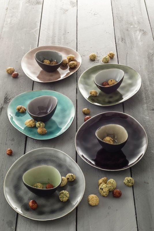 Steinzeugserie "Fun" Schale farbig sortiert (4)