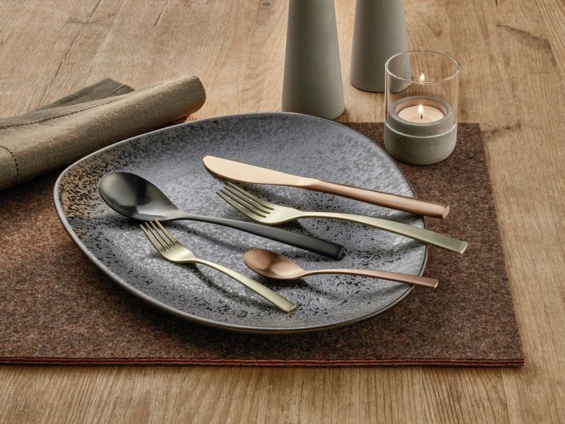 Besteckserie "MiCo Mixed Colors" satin Kuchengabel "Black" (8)