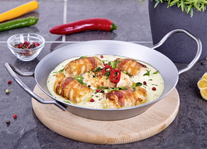 Schlemmerpfännchen mit Servierbrett, Eisen Ø 20,0 cm, 0,60 L (3)