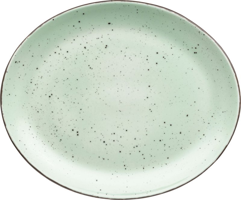 Porzellanserie "Granja" mint Platte flach oval, 30,5 x 25,5 cm (1)