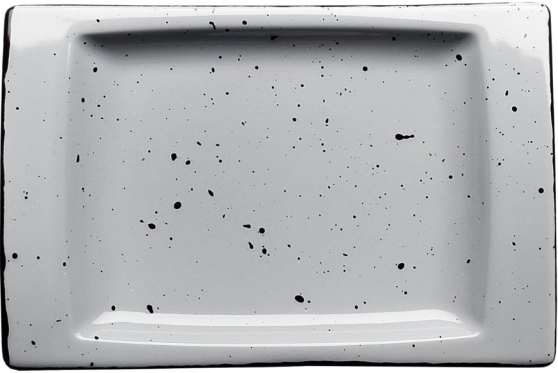 Porzellanserie "Granja" grau Platte flach eckig, 18 x 12 cm (1)