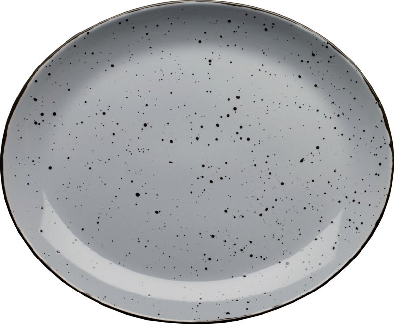 Porzellanserie "Granja" grau Platte flach oval, 30,5 x 25,5 cm (1)