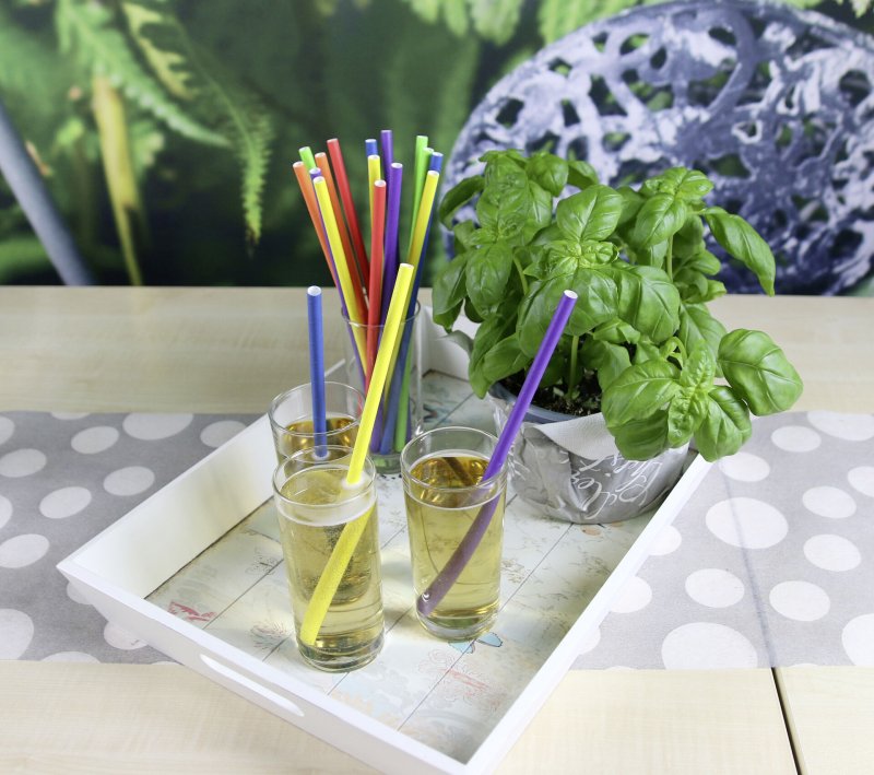 Trinkhalme aus Papier Jumbo, farbig gemischt 25cm (2)