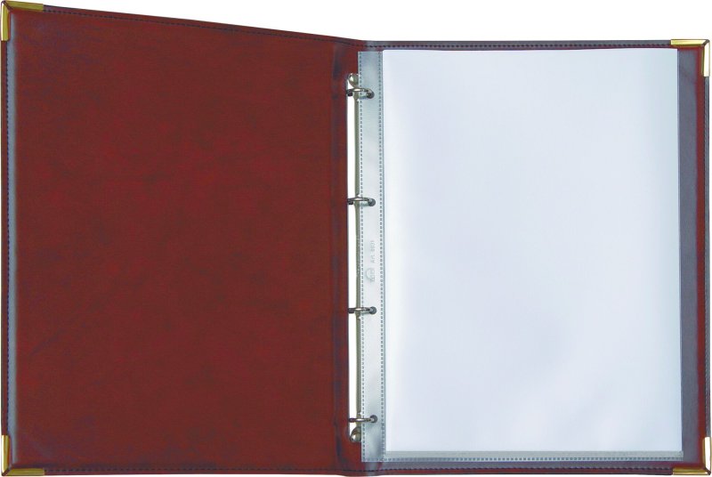 Speisekarte, Metallecken gold A4, weinrot (1)