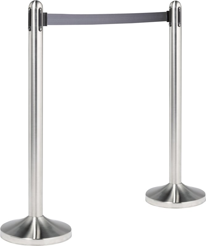 Abgrenzungsständer mit Zugband grau (1)