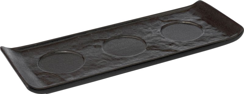 Porzellanserie "Schieferlook" Platte mit 3 Aussparungen 25,8x9,9cm (2)
