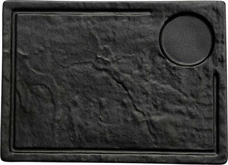 Porzellanserie "Schieferlook" Platte inkl. Saftrille 33,4x24cm (1)