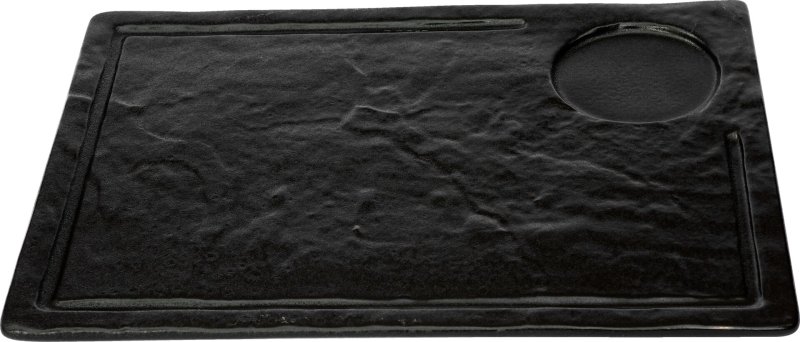 Porzellanserie "Schieferlook" Platte inkl. Saftrille 33,4x24cm (2)