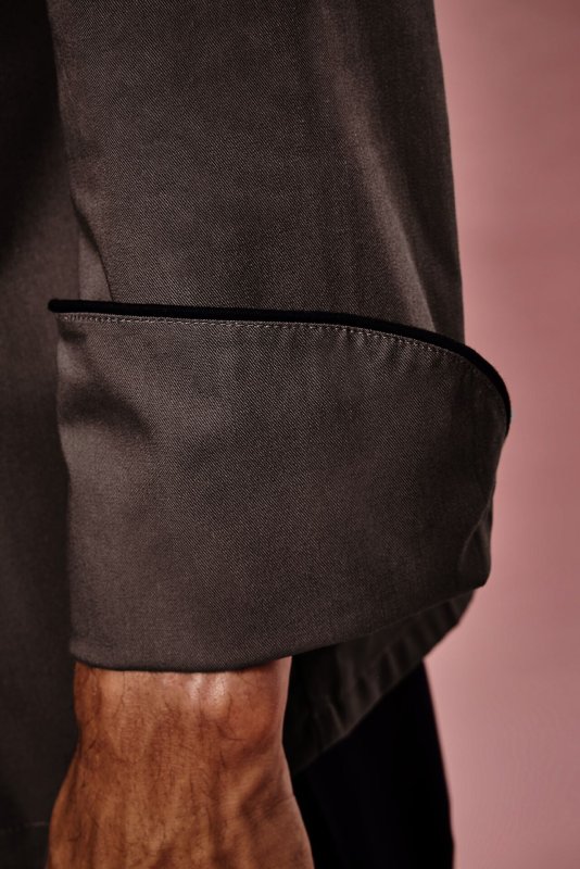 Kochjacke Herren, Armtasche, langarm, taupe Größe S (5)