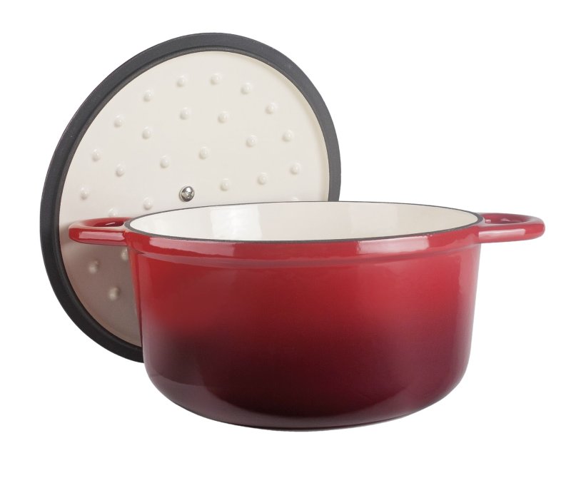 Kasserolle mit Deckel rund, 4l rot (2)